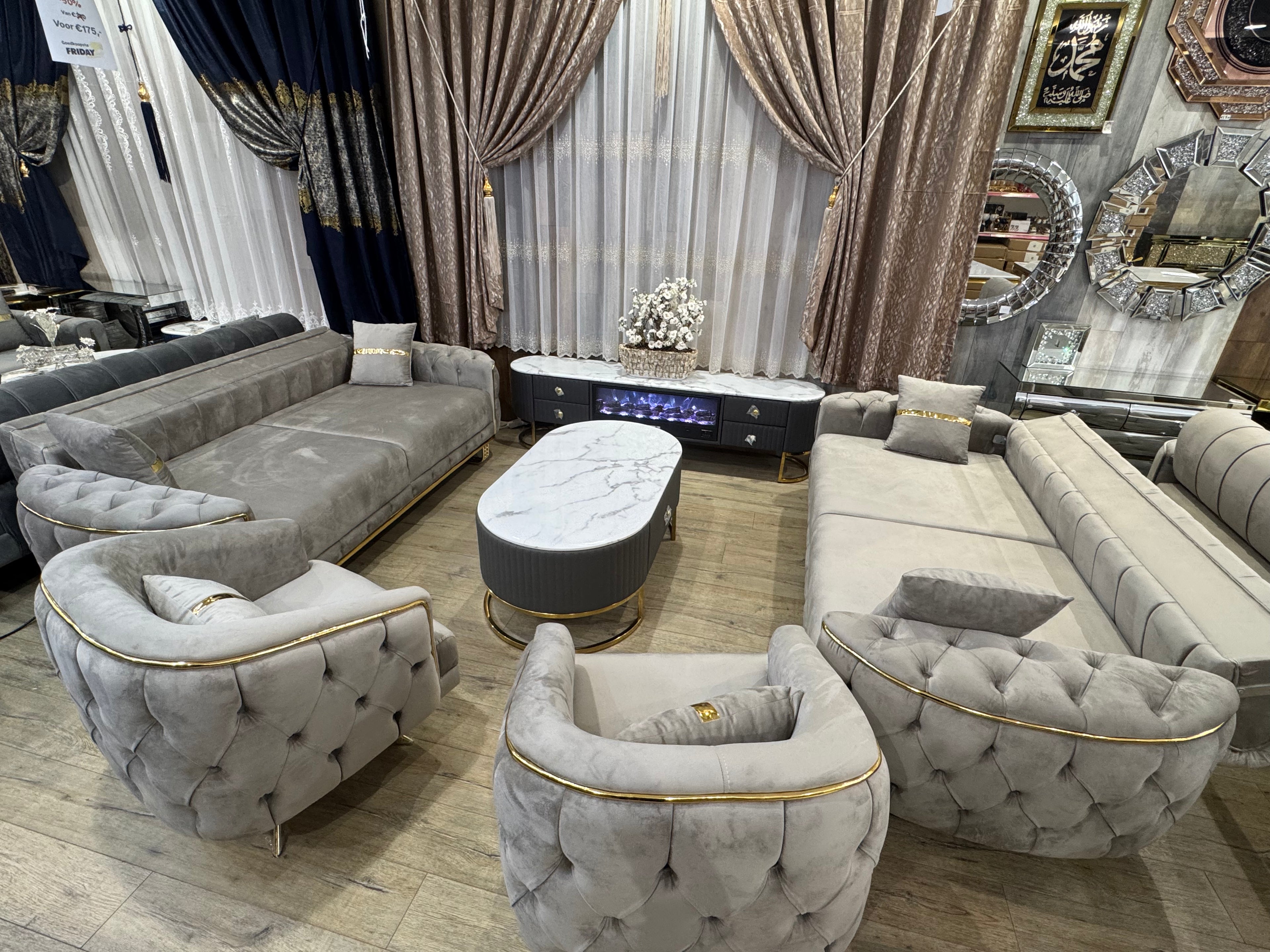 Bank Balon 2x3 zitters 2x1 zitter Beige poten goud