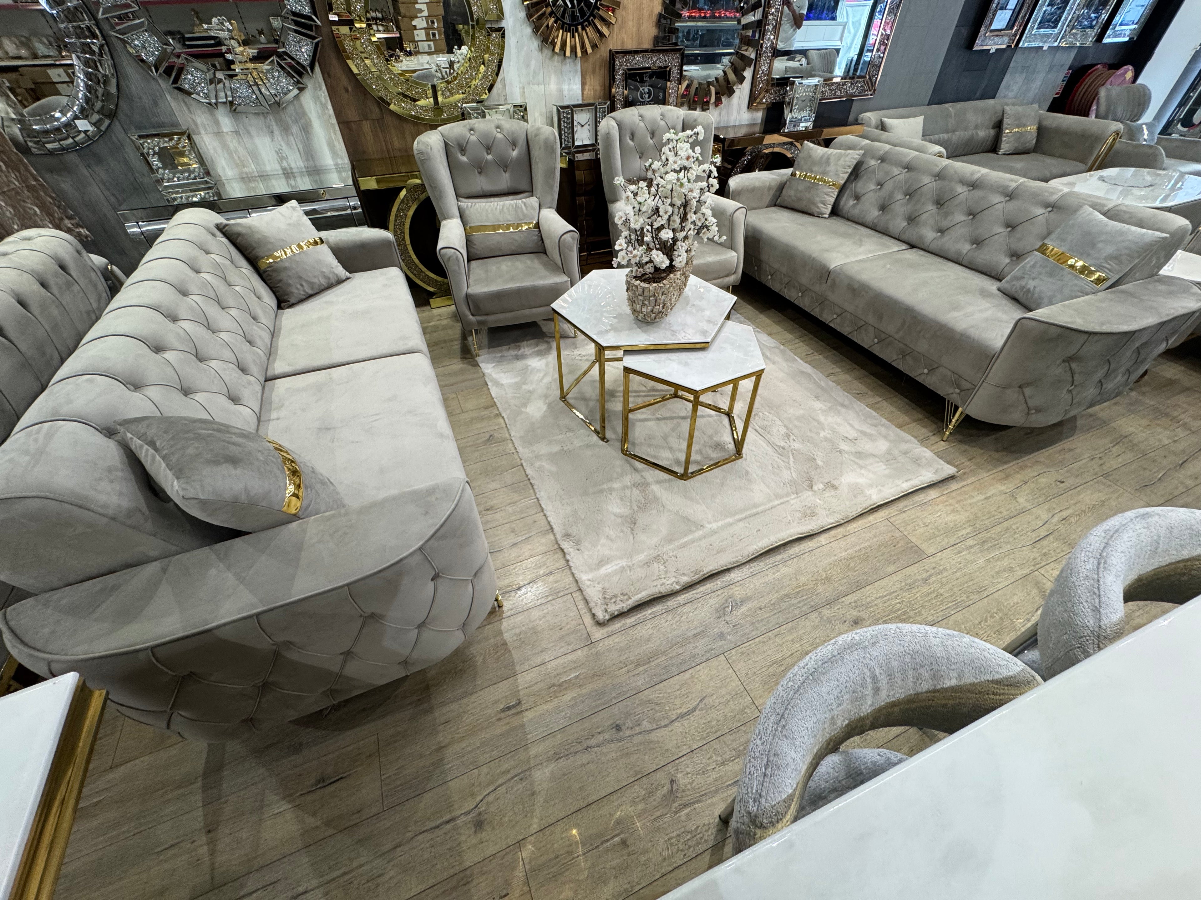 Bankstel 2x3 Zitter 2x1 Zitter Model Gie Golden style beige kleur