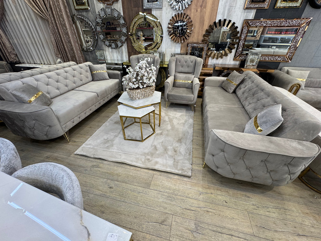 Bankstel 2x3 Zitter 2x1 Zitter Model Gie Golden style beige kleur