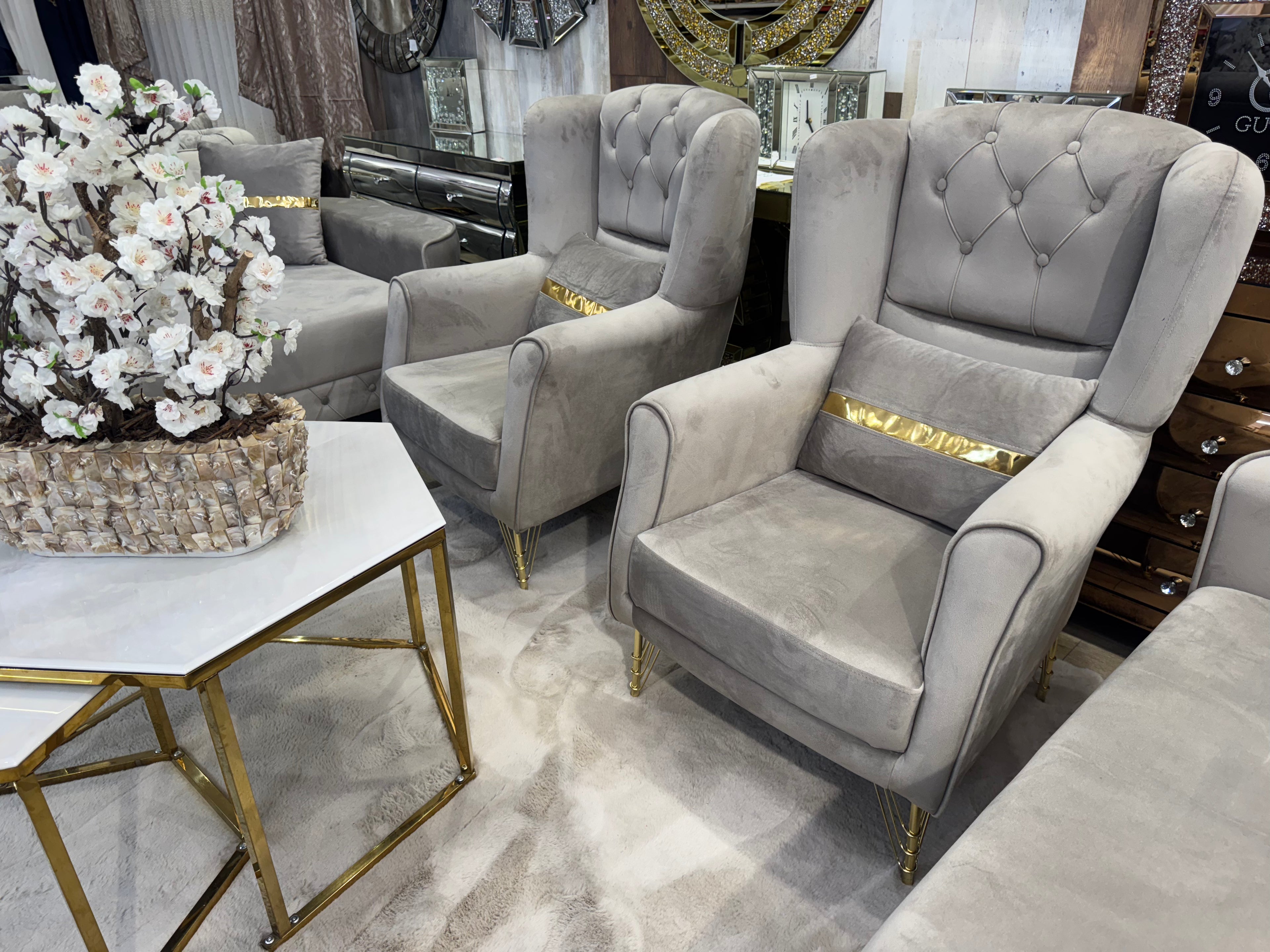 Bankstel 2x3 Zitter 2x1 Zitter Model Gie Golden style beige kleur