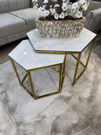 Salontafel Honingraat Marmer Look witte goud