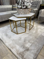 Salontafel Honingraat Marmer Look witte goud