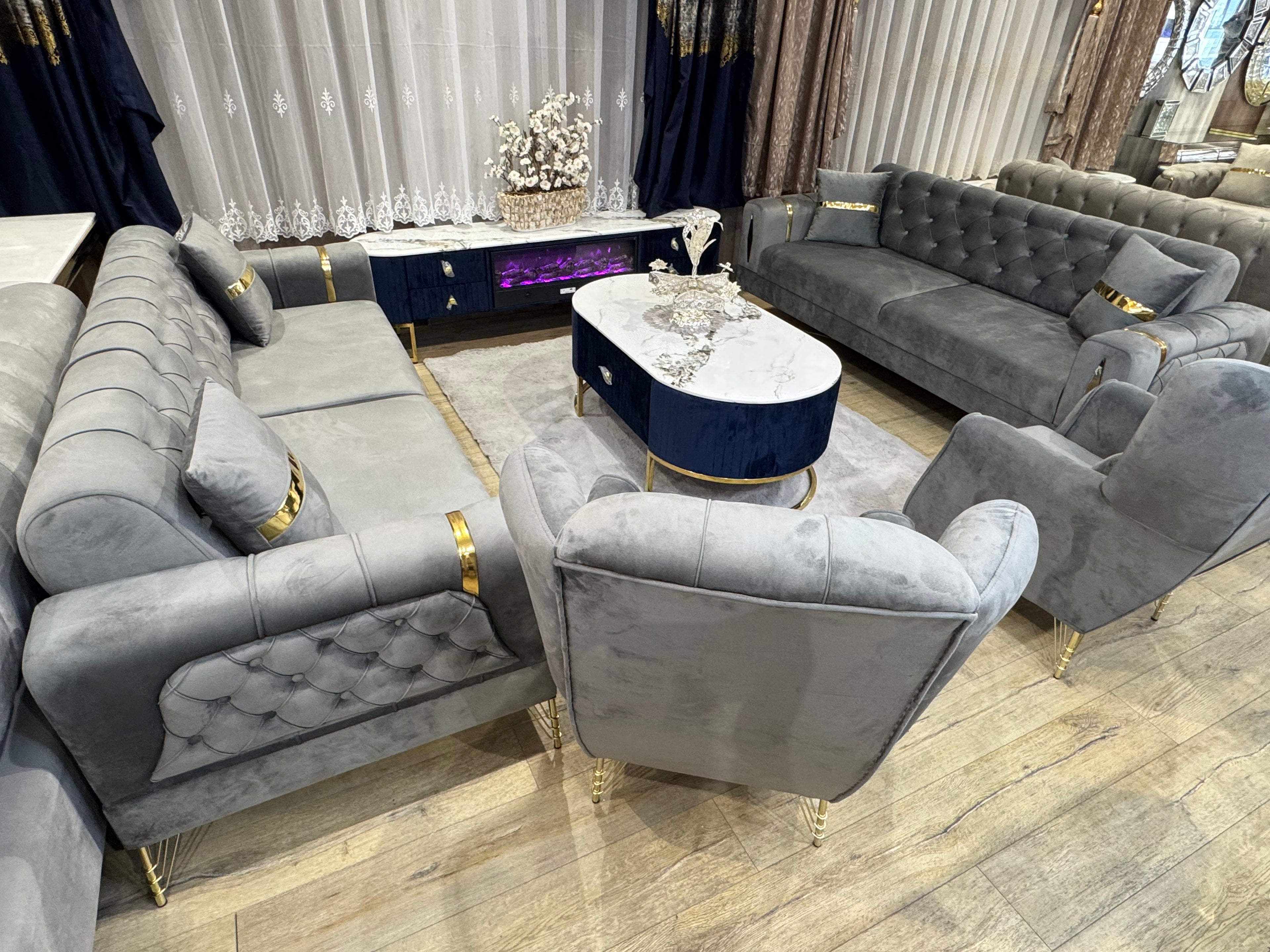 Bankstel Merai 2x3 Zitters 2x1 Zitters Licht Grijs