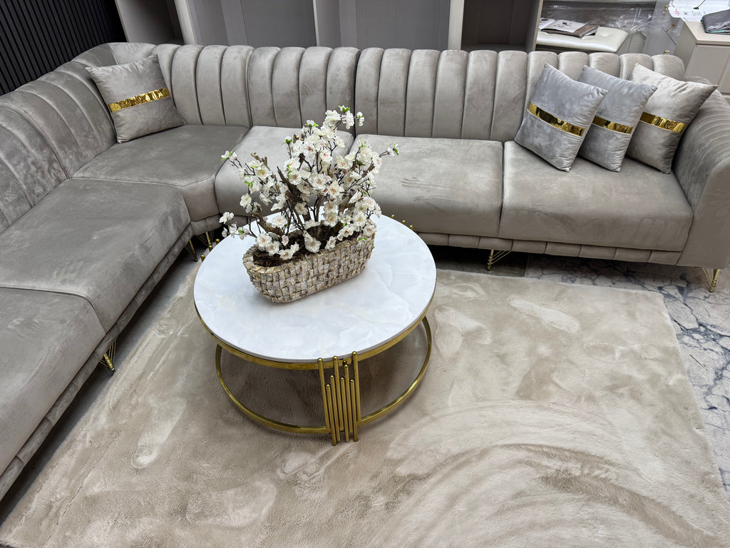 Hoekbank 280x340x85cm  bby face beige