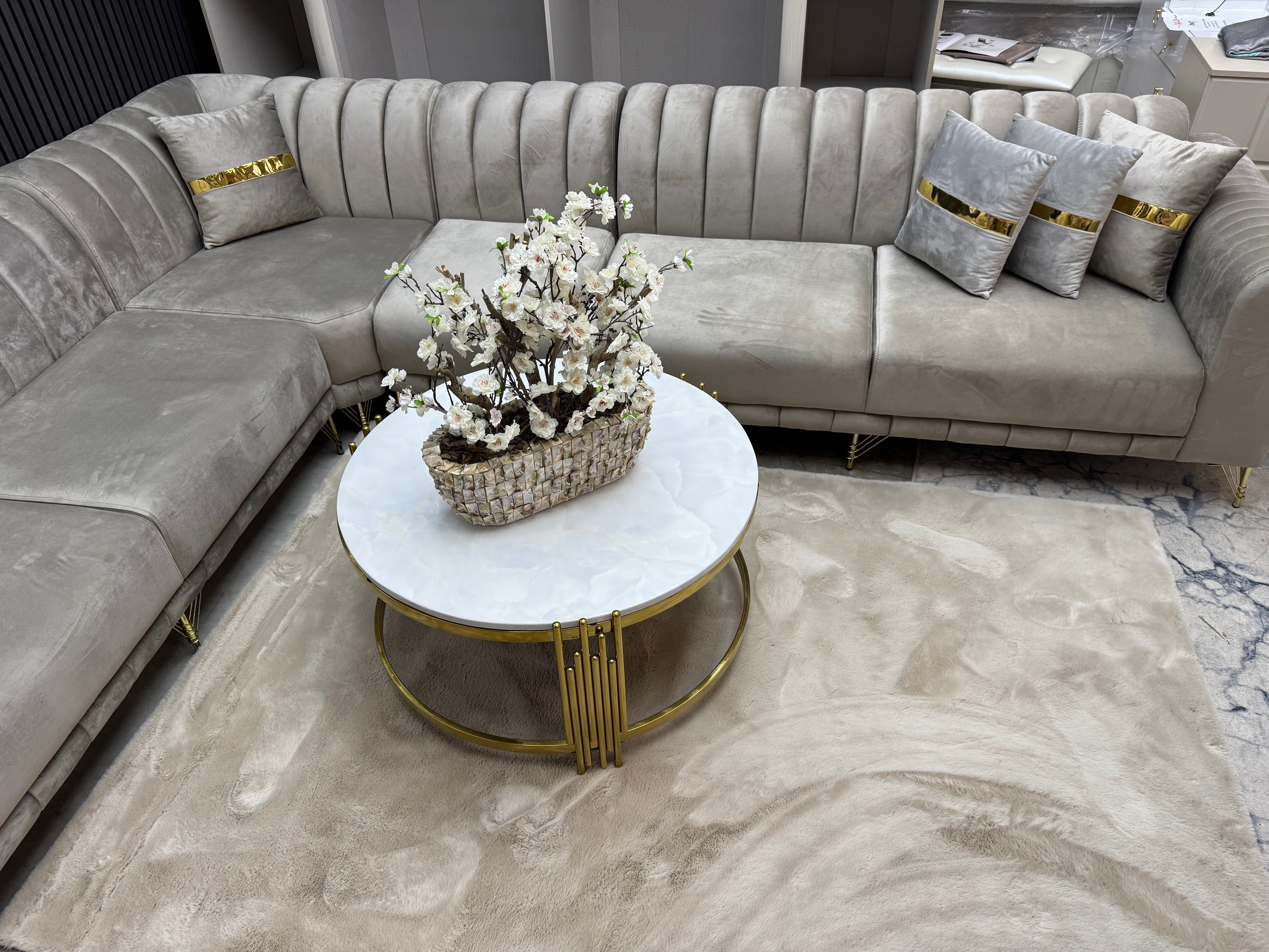 Hoekbank 280x340x85cm  bby face beige