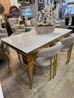 Milano Eettafel Marmer Look Goud Witte of Zilver Witte