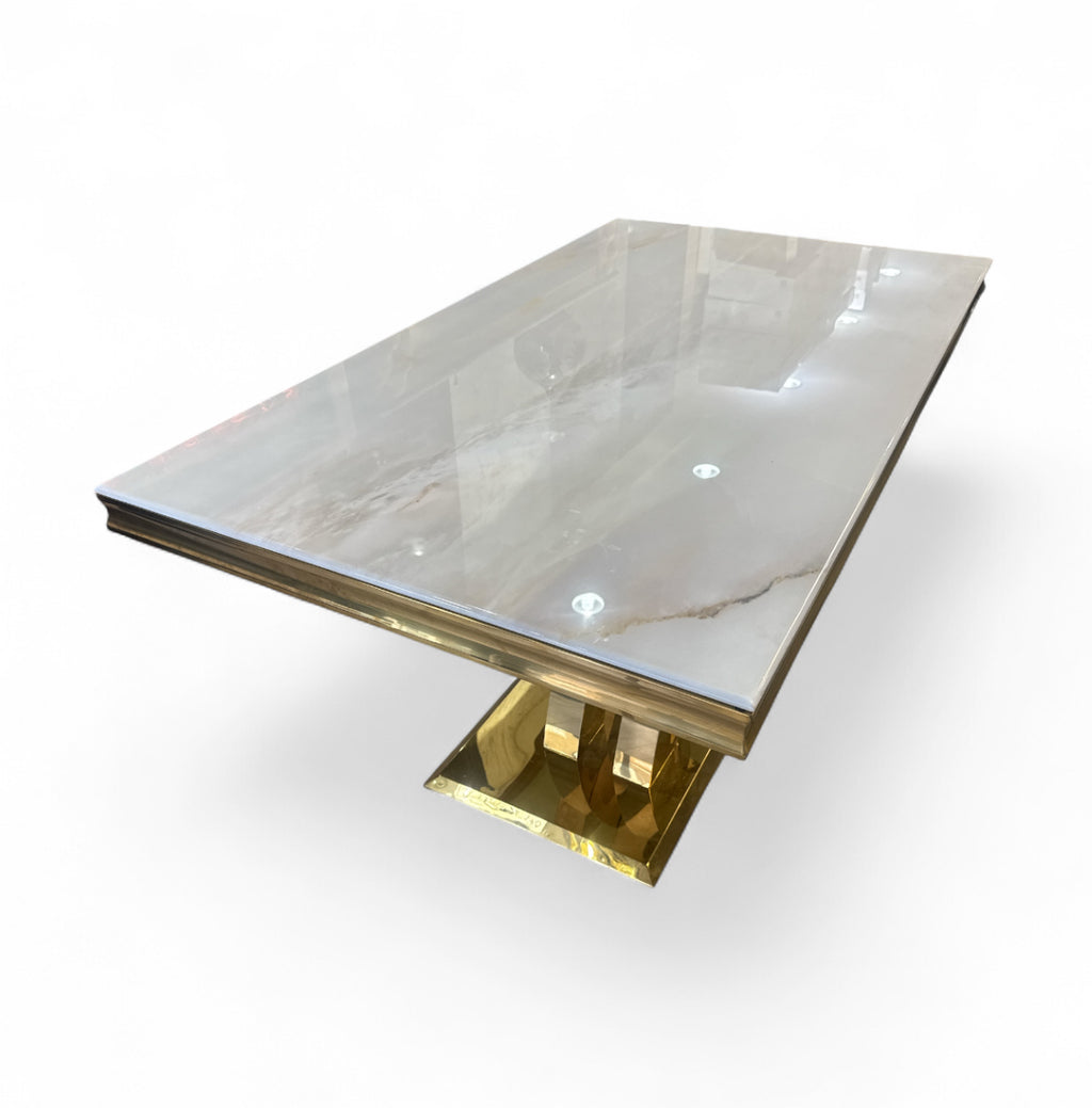 Eettafel Dubai Marmer Look witte - goud