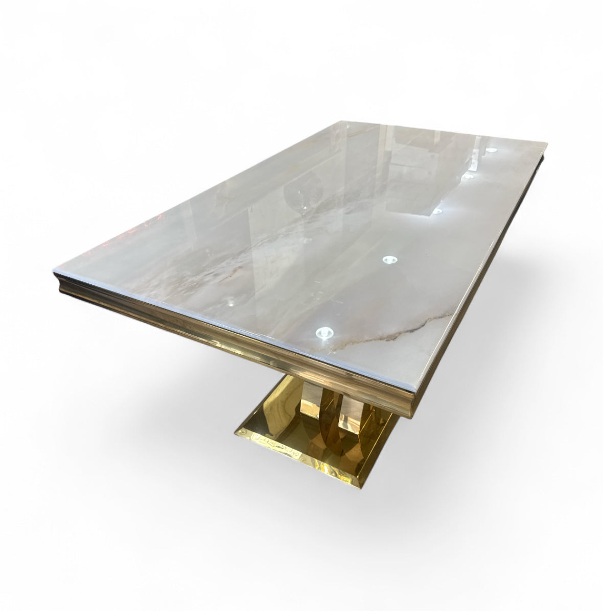 Eettafel Dubai Marmer Look witte - goud