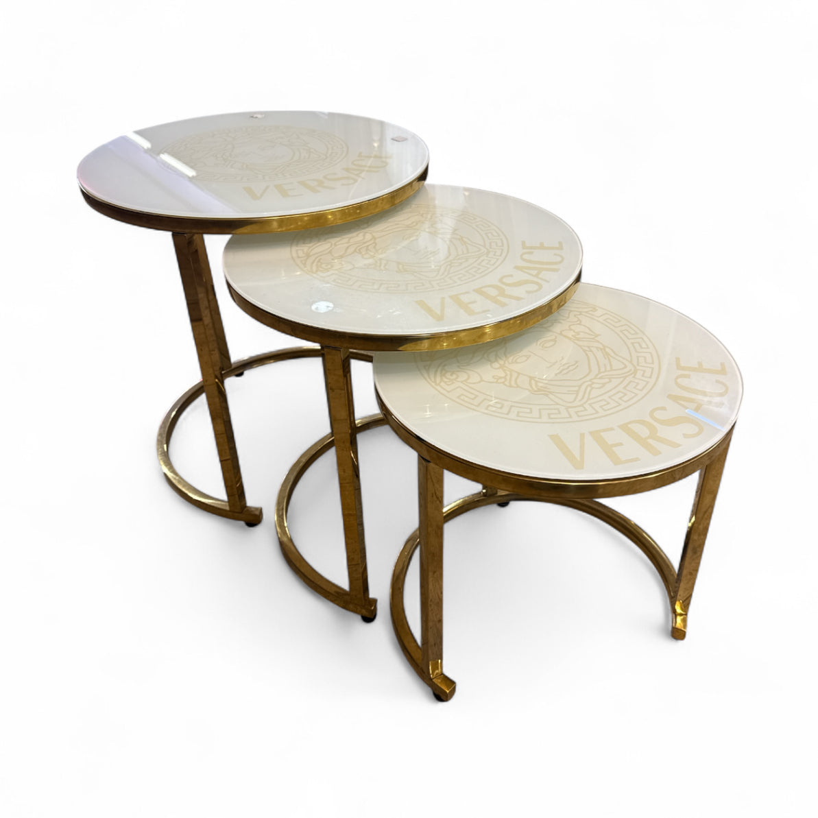 Bijzettafelset - Versace dikglas Witte met Goud