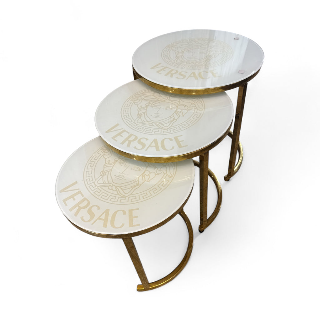 Bijzettafelset - Versace dikglas Witte met Goud