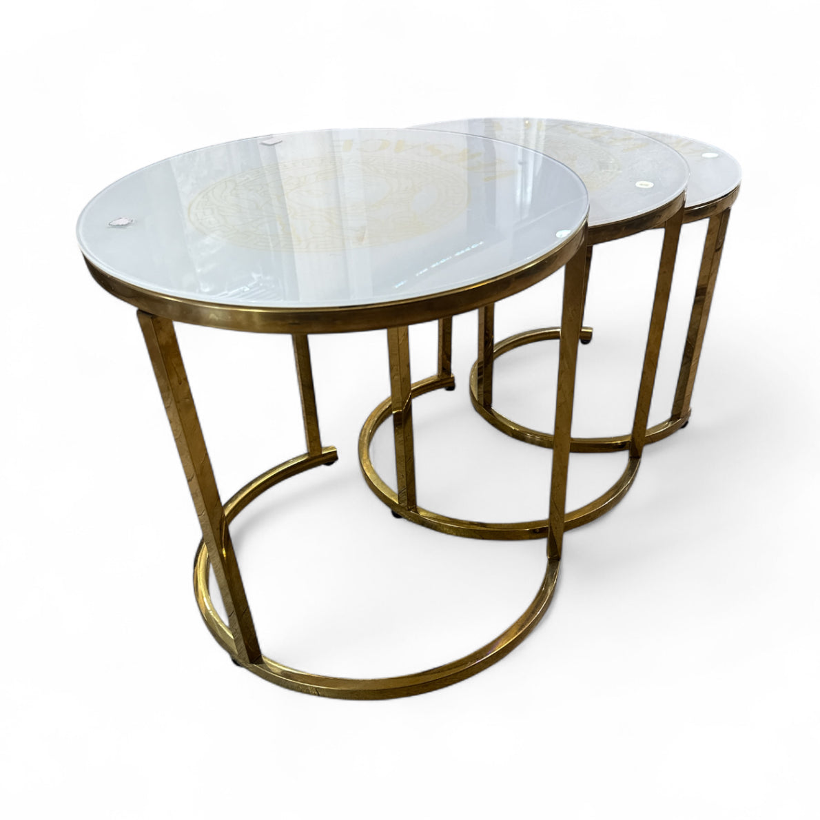 Bijzettafelset - Versace dikglas Witte met Goud