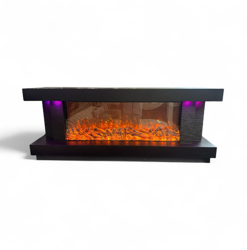 Luxe Tv kast met Sfeerhaard dering 180cm Elektrische haard Zwart.