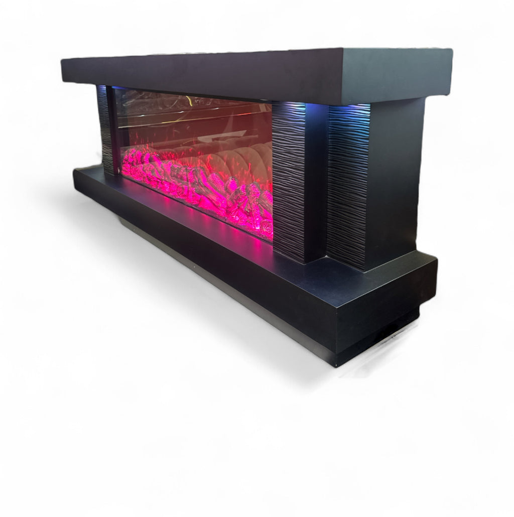 Luxe Tv kast met Sfeerhaard dering 180cm Elektrische haard Zwart.