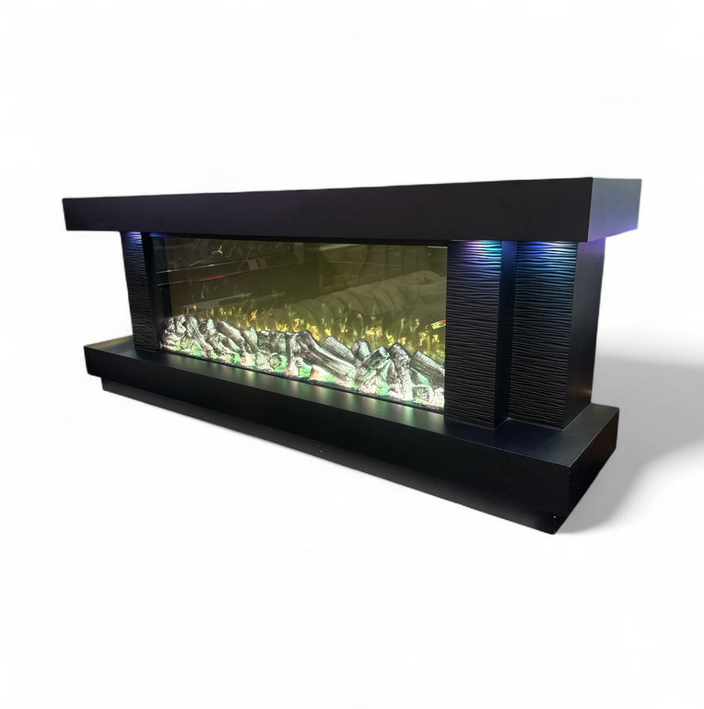 Luxe Tv kast met Sfeerhaard dering 180cm Elektrische haard Zwart.