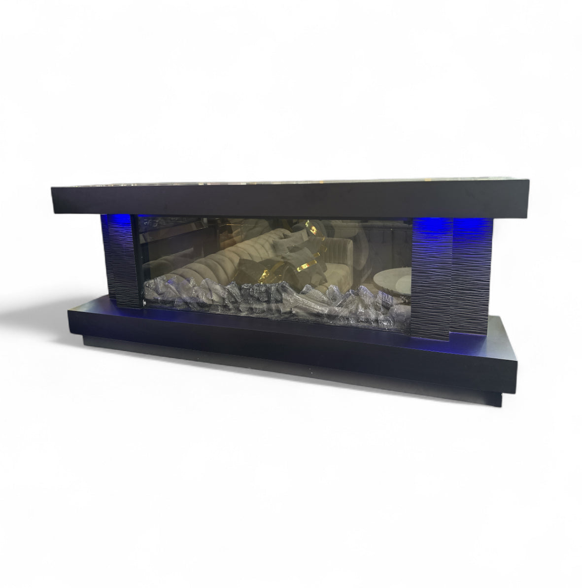 Luxe Tv kast met Sfeerhaard dering 180cm Elektrische haard Zwart.