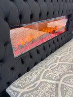 Boxspring 2 persoons De Novo bed metModel: hermes + sfeerhaard - Donker grijs