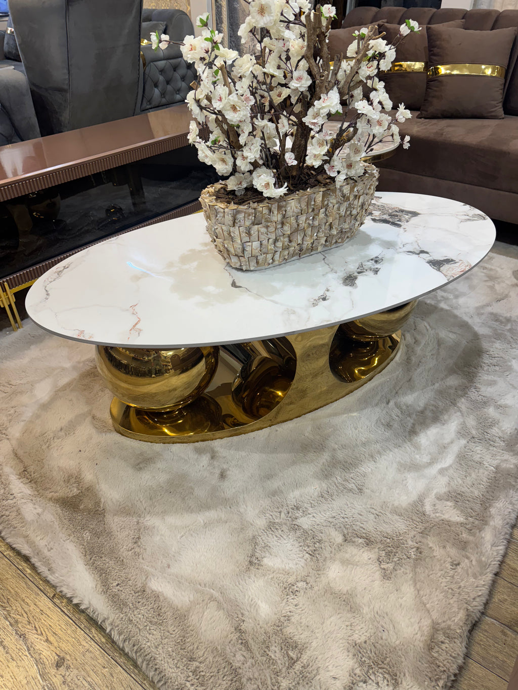 Walnoot Salontafel Marmer