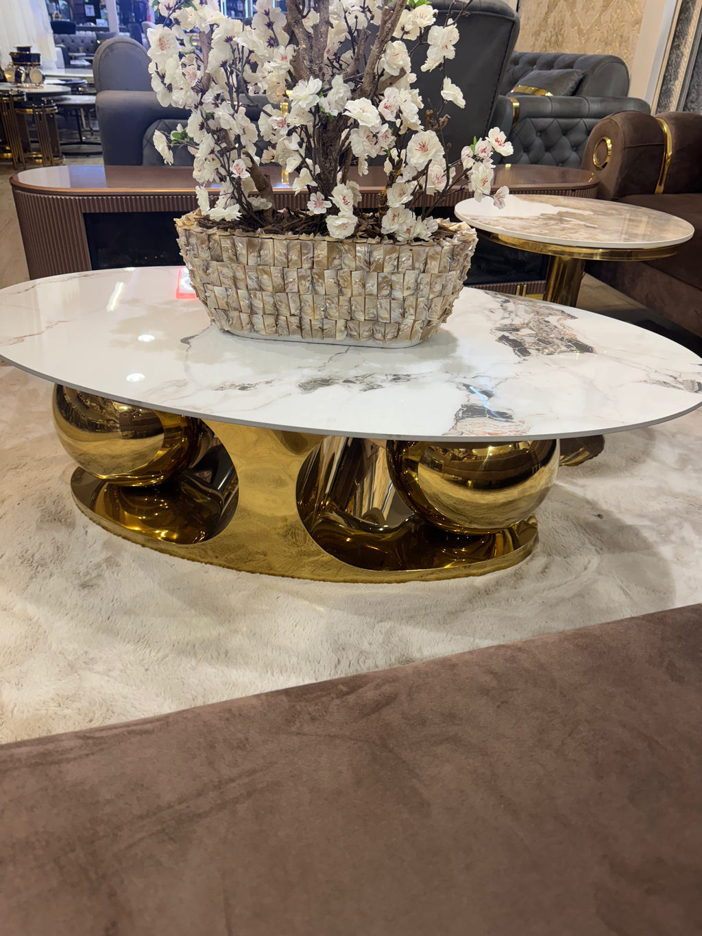 Walnoot Salontafel Marmer