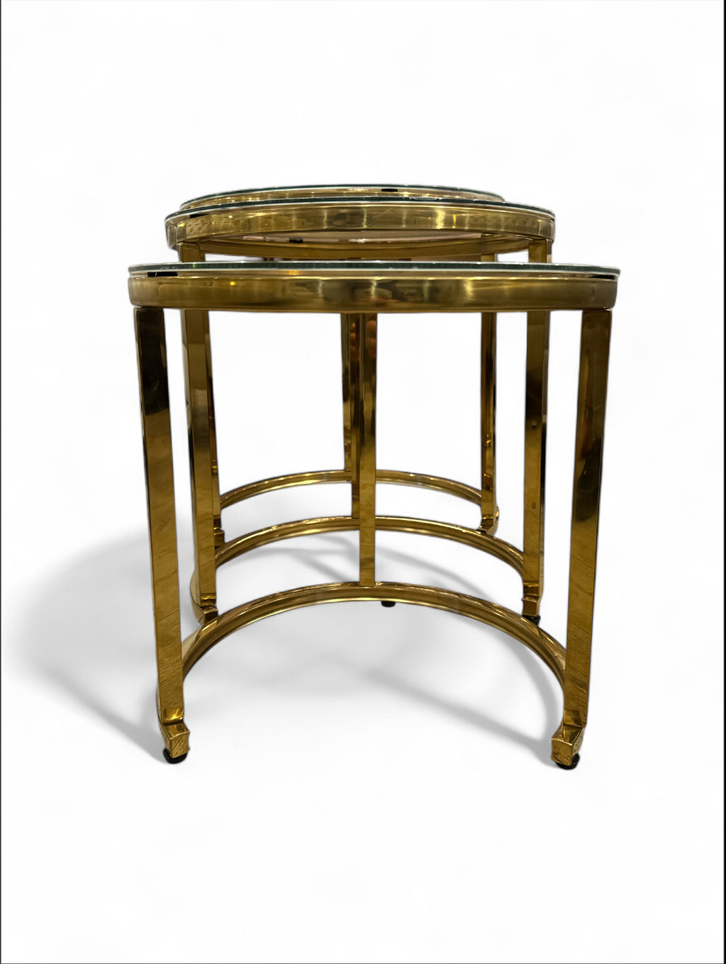 Bijzettafelset - Bruin Minte Marmer Look Dikglas