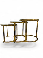 Bijzettafelset - Bruin Minte Marmer Look Dikglas