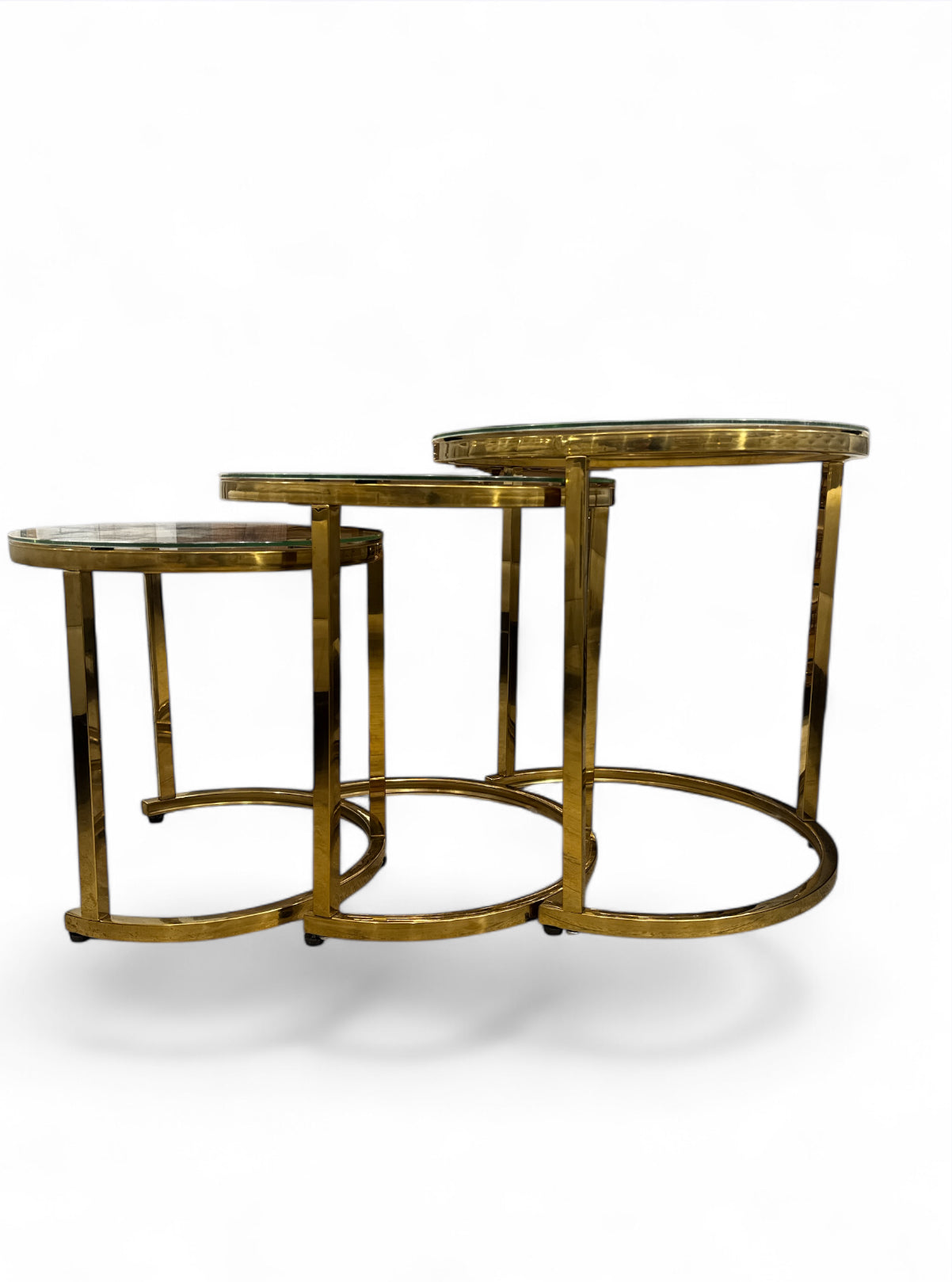 Bijzettafelset - Bruin Minte Marmer Look Dikglas