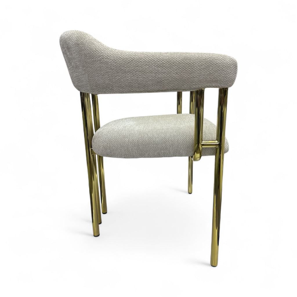 Eetkamerstoel Dubai  Walnoot beige goud