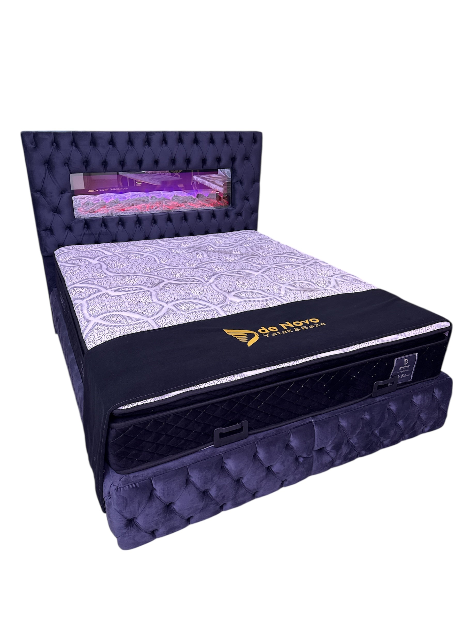 Boxspring 2 persoons De Novo bed metModel: hermes + sfeerhaard - Donker grijs