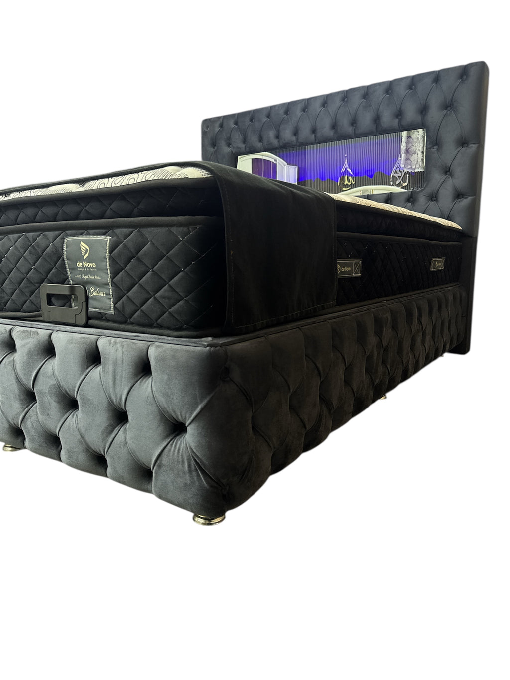 Boxspring 2 persoons De Novo bed metModel: hermes + sfeerhaard - Donker grijs