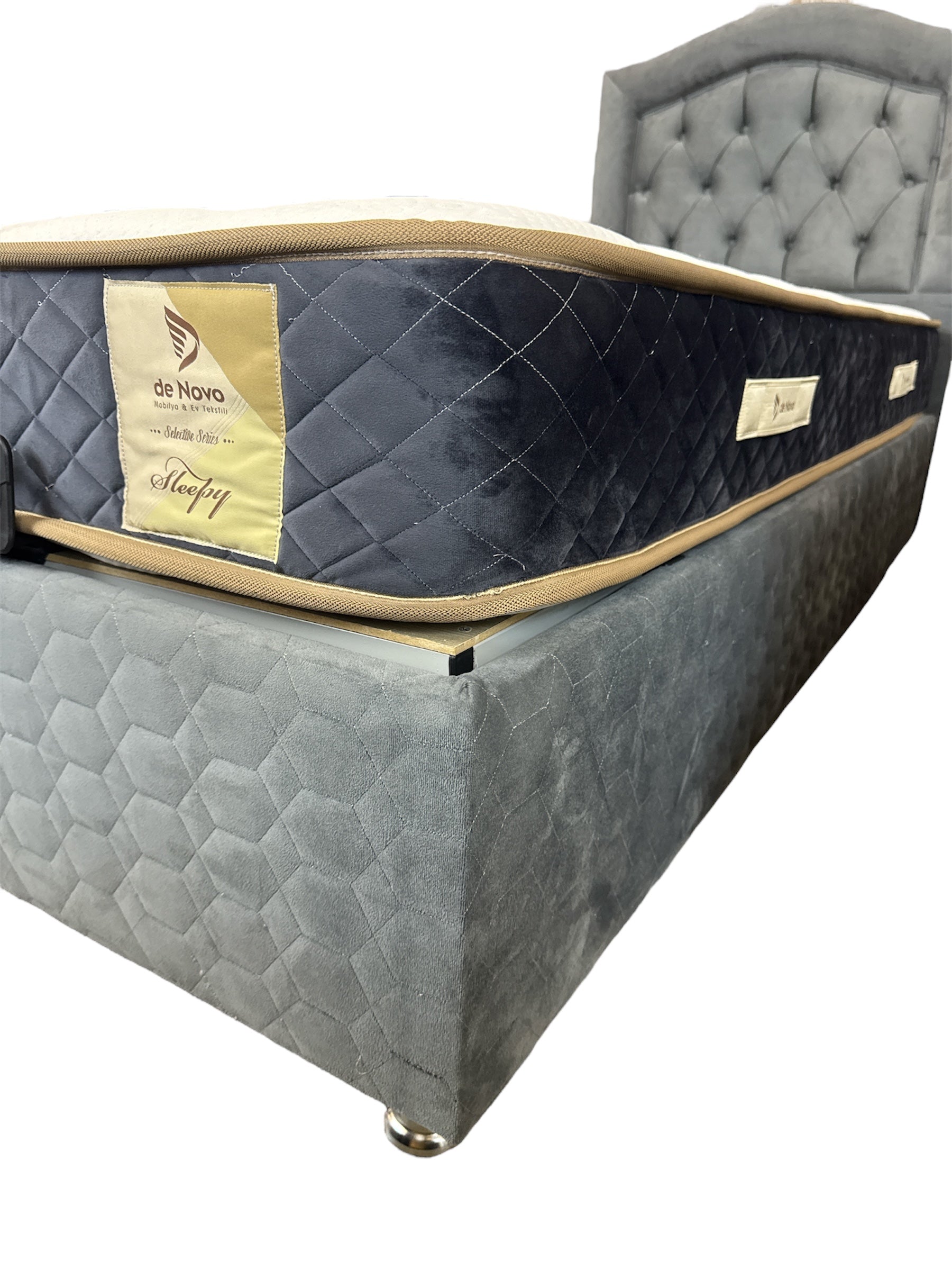 Boxspring De Novo 1 persoons Bed LIcht grijs