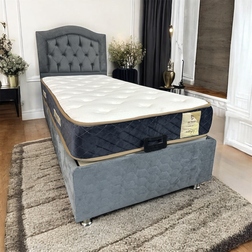 Boxspring De Novo 1 persoons Bed LIcht grijs
