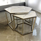 Salontafel  Honingraat Marmer Look witte Zilver.