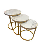 Bijzettafelset - Marmer Look  Wit en Goud