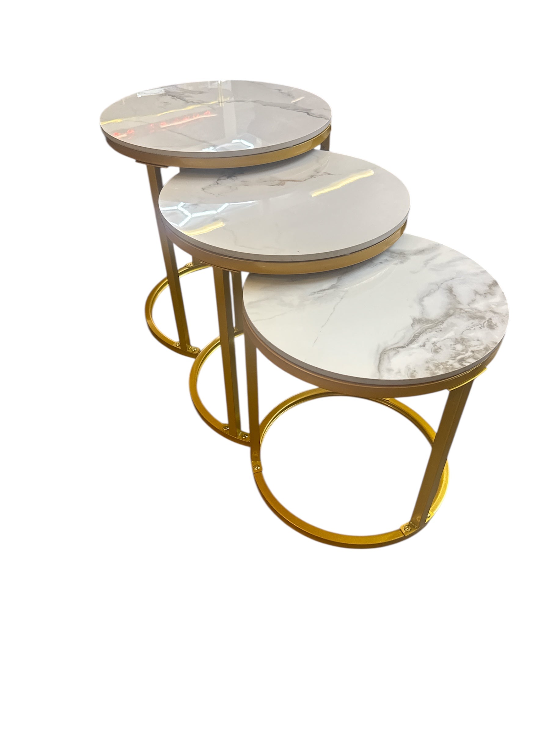 Bijzettafelset - Marmer Look  Wit en Goud