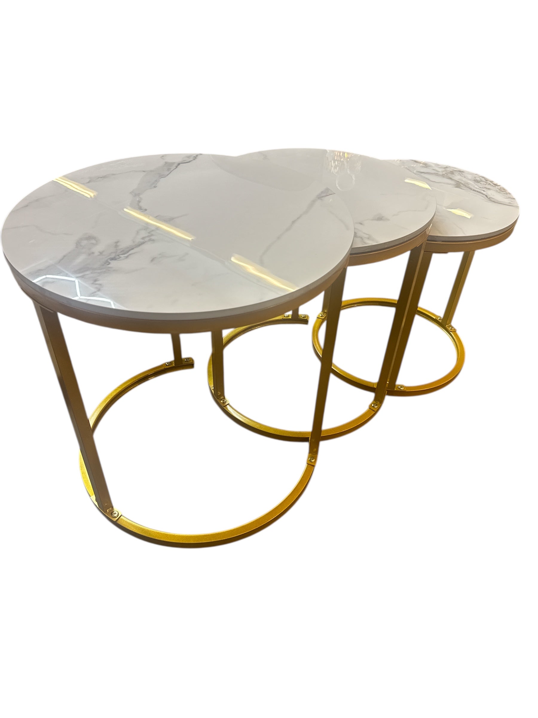 Bijzettafelset - Marmer Look  Wit en Goud