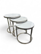 Bijzettafelset -  Marmer Look wit en Zilver