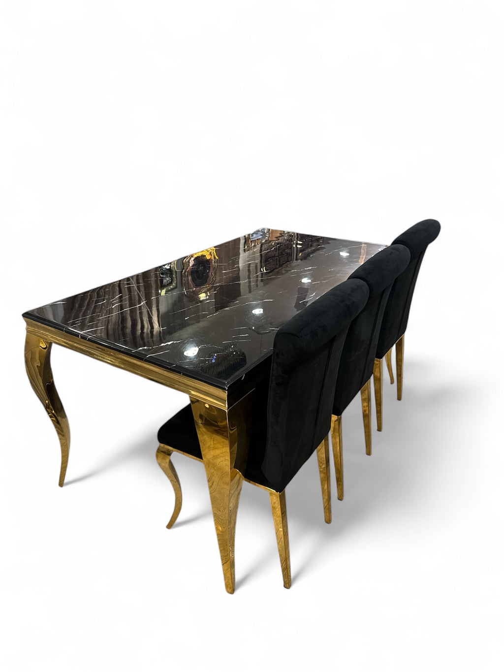 Milano Eettafel Marmer Goud Zwart of Zilver Zwart