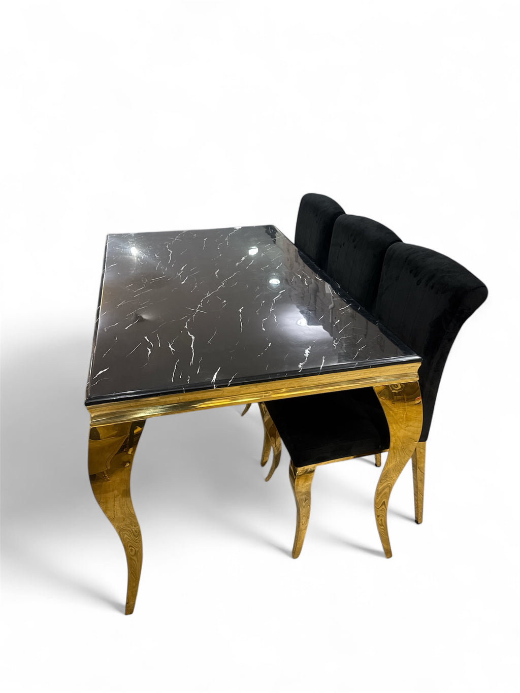 Milano Eettafel Marmer Goud Zwart of Zilver Zwart