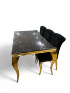 Milano Eettafel Marmer Goud Zwart of Zilver Zwart